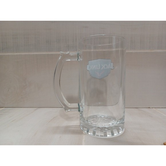 JACK LINKS HANDLED CLEAR BEER MUG 6" tall - Picture 3 of 5